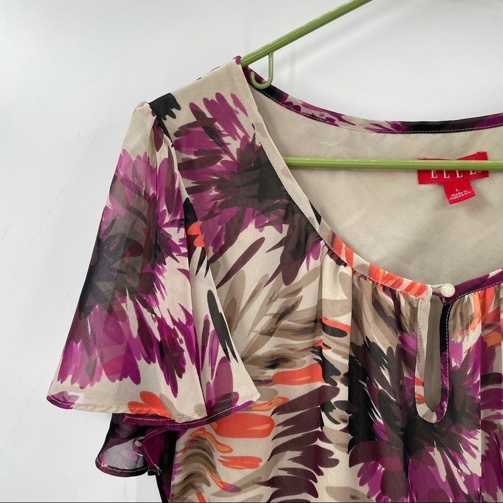 Elle Purple & Tan Floral Dress - Picture 3 of 15